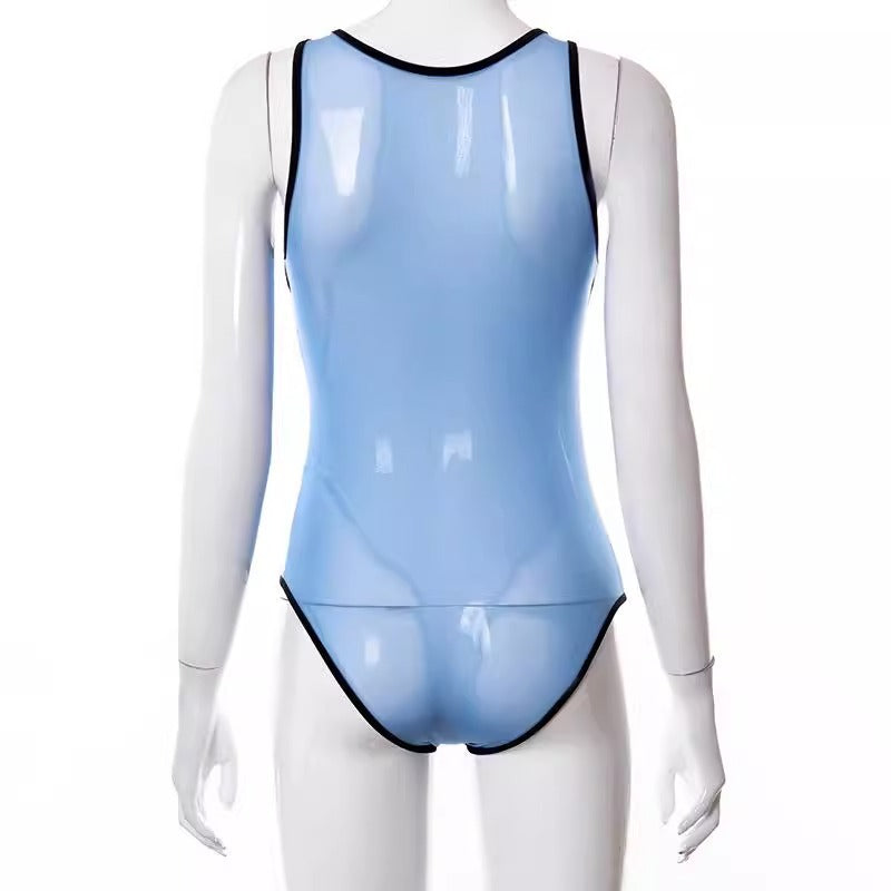 Lyrafeya Mesh Halter Neck Bodysuit for Women