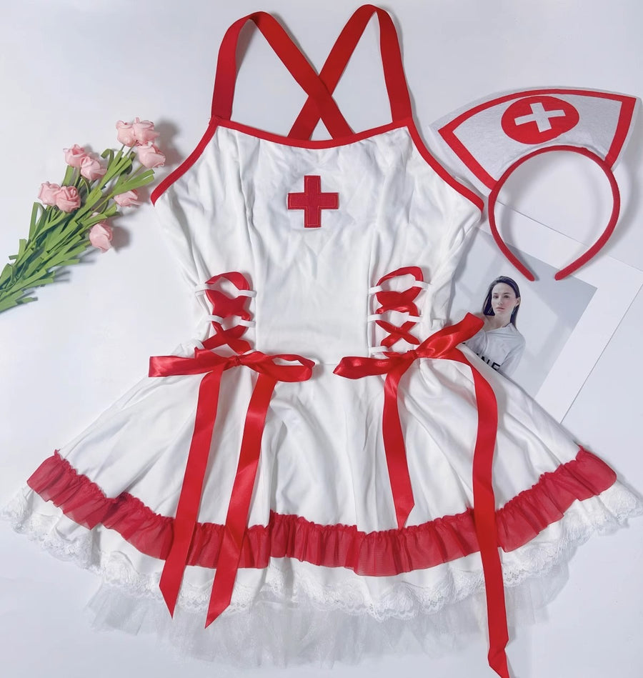 Lyrafeya Classic Nurse Roleplay Costume Set for Women