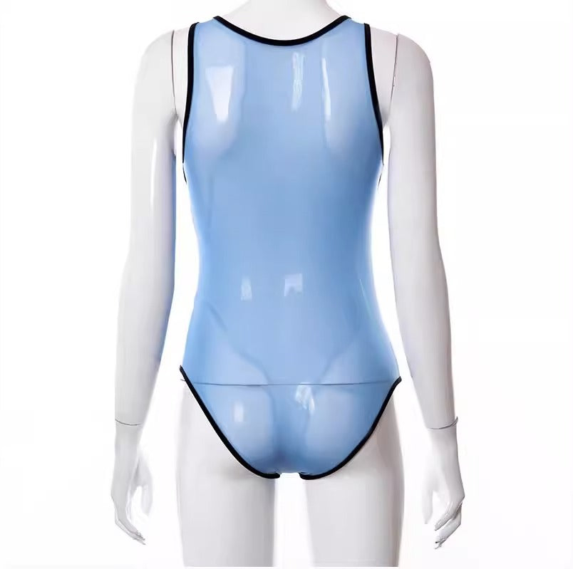 Lyrafeya Mesh Halter Neck Bodysuit for Women