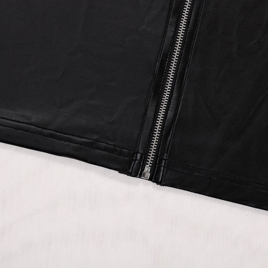 Lyrafeya Patent Leather Bodycon Skirt Set for Women