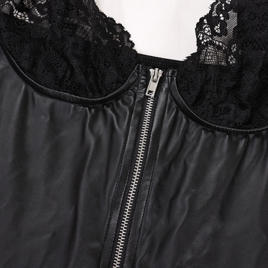Lyrafeya Patent Leather Bodycon Skirt Set for Women