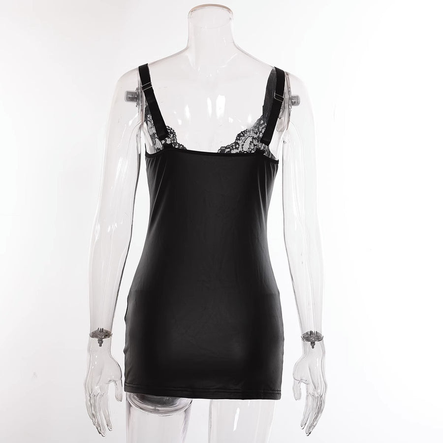 Lyrafeya Patent Leather Bodycon Skirt Set for Women